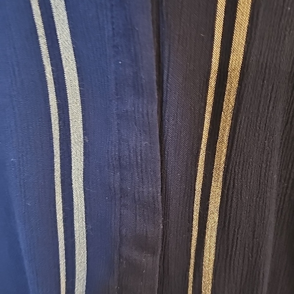 cloth & stone Navy and White Vertical Stripe Button-Down Flowy Tunic Shirt Top - Picture 2 of 9